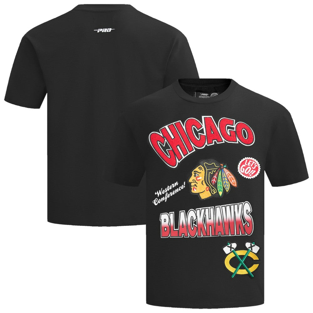 Chicago Blackhawks Pro Standard Turn It Up Dropped Shoulder T-Shirt - Black T-shirts