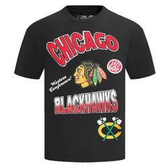 Chicago Blackhawks Pro Standard Turn It Up Dropped Shoulder T-Shirt - Black T-shirts
