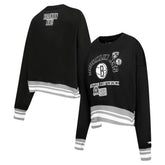Brooklyn Nets Pro Standard Women's Area Code Cropped Pullover Sweatshirt - Black on sale