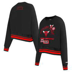 Chicago Bulls Pro Standard Women's Area Code Cropped Pullover Sweatshirt - Black for sale