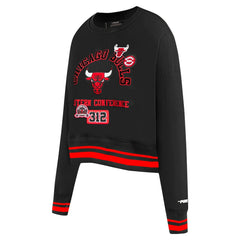 Chicago Bulls Pro Standard Women's Area Code Cropped Pullover Sweatshirt - Black for sale