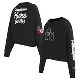 Philadelphia 76ers Pro Standard Women's Paint The City Cropped Pullover Sweatshirt - Black outlet
