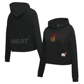 Miami Heat Pro Standard Women's Jewels Cropped Pullover Hoodie - Black for sale