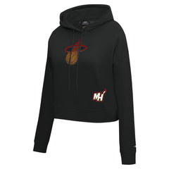 Miami Heat Pro Standard Women's Jewels Cropped Pullover Hoodie - Black for sale