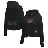Portland Trail Blazers Pro Standard Women's Jewels Cropped Pullover Hoodie - Black outlet
