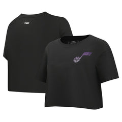 Utah Jazz Pro Standard Women's Jewels Boxy Cropped T-Shirt - Black shop