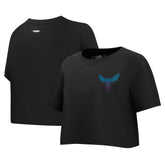 Charlotte Hornets Pro Standard Women's Jewels Boxy Cropped T-Shirt - Black sale