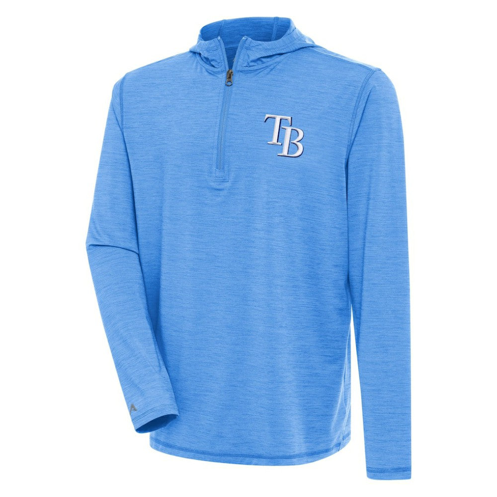Tampa Bay Rays Antigua Tidy Quarter-Zip Hoodie Heather Light Blue