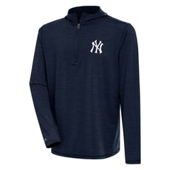 New York Yankees Antigua Tidy Quarter-Zip Hoodie Heather Navy