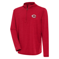 Cincinnati Reds Antigua Tidy Quarter-Zip Hoodie Heather Red