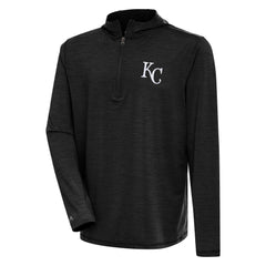 Kansas City Royals Antigua Tidy Quarter-Zip Hoodie Heather Black