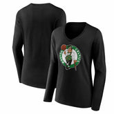 Boston Celtics Women's Primary Logo Long Sleeve V-Neck T-Shirt - Black sale