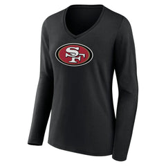 San Francisco 49ers Women's Primary Logo Long Sleeve V-Neck T-Shirt - Black outlet
