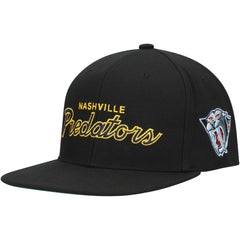 Nashville Predators Mitchell & Ness Core Team Script 2.0 Snapback Hat - Black Hats