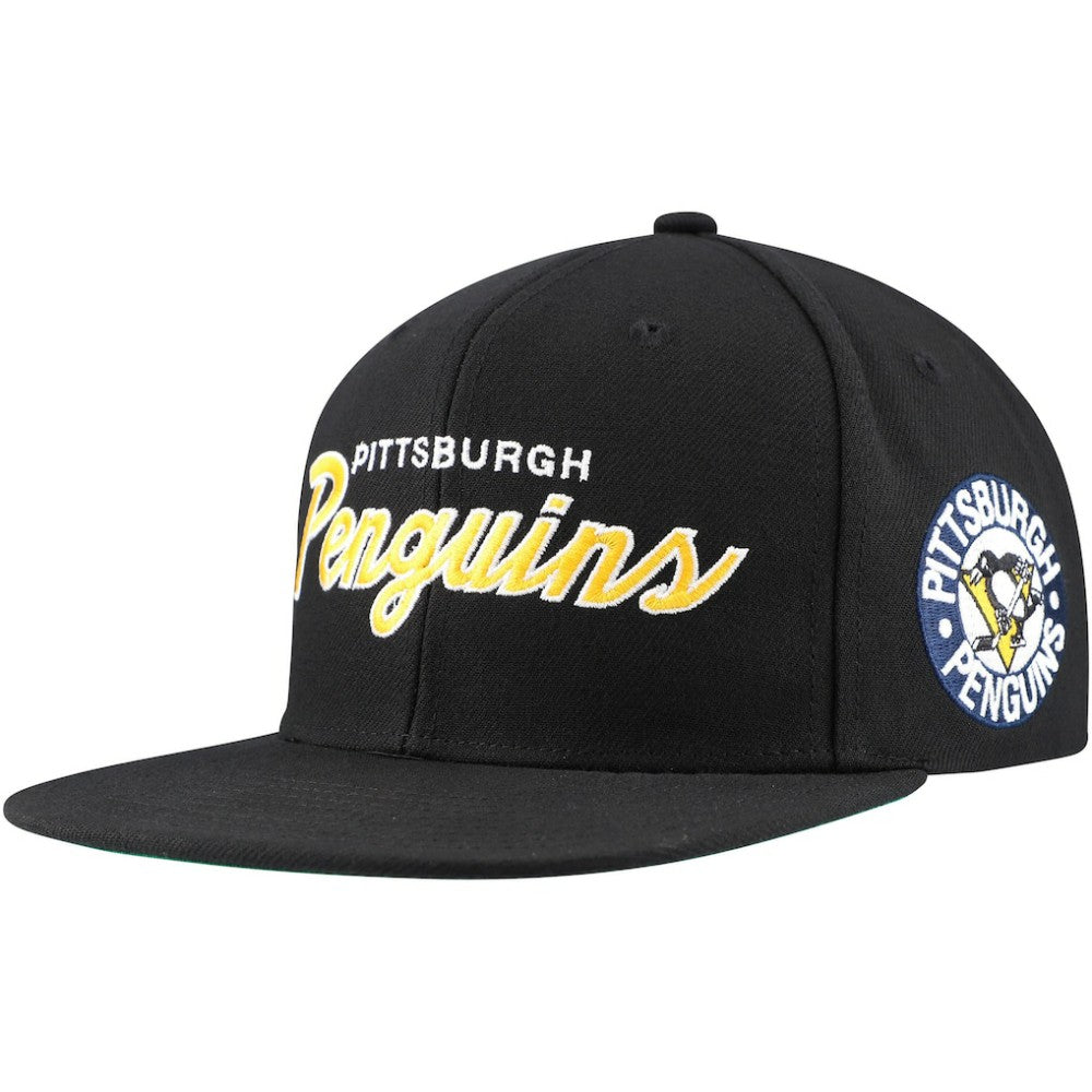 Pittsburgh Penguins Mitchell & Ness Core Team Script 2.0 Snapback Hat - Black Hats