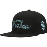 Seattle Kraken Mitchell & Ness Core Team Script 2.0 Snapback Hat - Black Hats