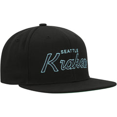 Seattle Kraken Mitchell & Ness Core Team Script 2.0 Snapback Hat - Black Hats