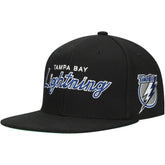 Tampa Bay Lightning Mitchell & Ness Core Team Script 2.0 Snapback Hat - Black Hats