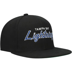 Tampa Bay Lightning Mitchell & Ness Core Team Script 2.0 Snapback Hat - Black Hats
