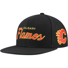 Calgary Flames Mitchell & Ness Core Team Script 2.0 Snapback Hat - Black Hats