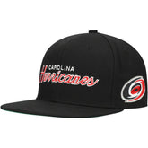 Carolina Hurricanes Mitchell & Ness Core Team Script 2.0 Snapback Hat - Black Hats