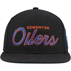Edmonton Oilers Mitchell & Ness Core Team Script 2.0 Snapback Hat - Black Hats