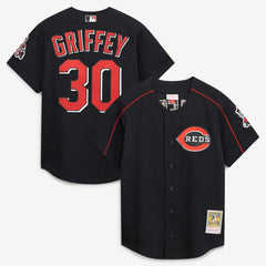 Ken Griffey Jr. Cincinnati Reds Cooperstown Collection Authentic Mesh Batting Practice Jersey Black
