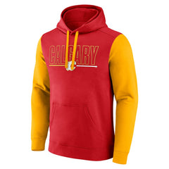 Calgary Flames Logo Athletic Deliver Fleece Pullover Hoodie - Red Hoodies