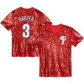 Bryce Harper Philadelphia Phillies Juniors Name & Number Sequin V-Neck Top Red