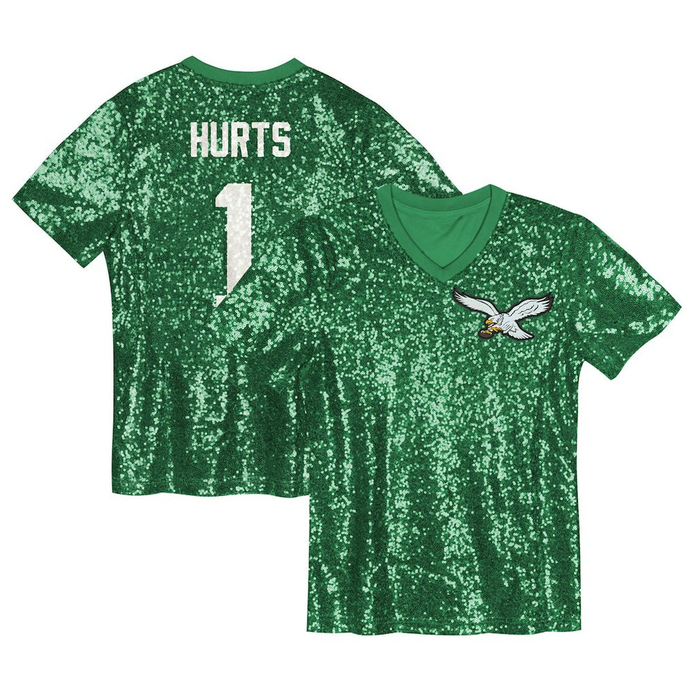 Jalen Hurts Philadelphia Eagles Girls Youth Sequin V-Neck Fashion Jersey - Kelly Green for sale