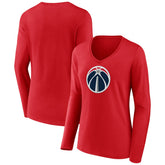 Washington Wizards Women's Primary Logo Long Sleeve V-Neck T-Shirt - Red sale