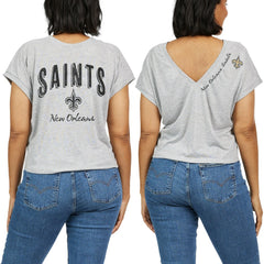 New Orleans Saints WEAR by Erin Andrews Women's Reversible T-Shirt - Heather Gray outlet