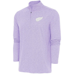 Detroit Red Wings Antigua White Logo Hunk Quarter-Zip Pullover - Lavender Pullover