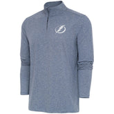 Tampa Bay Lightning Antigua White Logo Hunk Quarter-Zip Pullover - Heather Navy Pullover