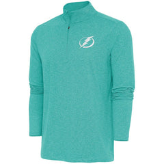 Tampa Bay Lightning Antigua White Logo Hunk Quarter-Zip Pullover - Heather Aqua Pullover