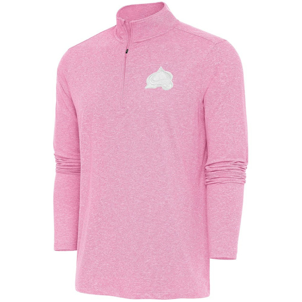Colorado Avalanche Antigua White Logo Hunk Quarter-Zip Pullover - Pink Pullover