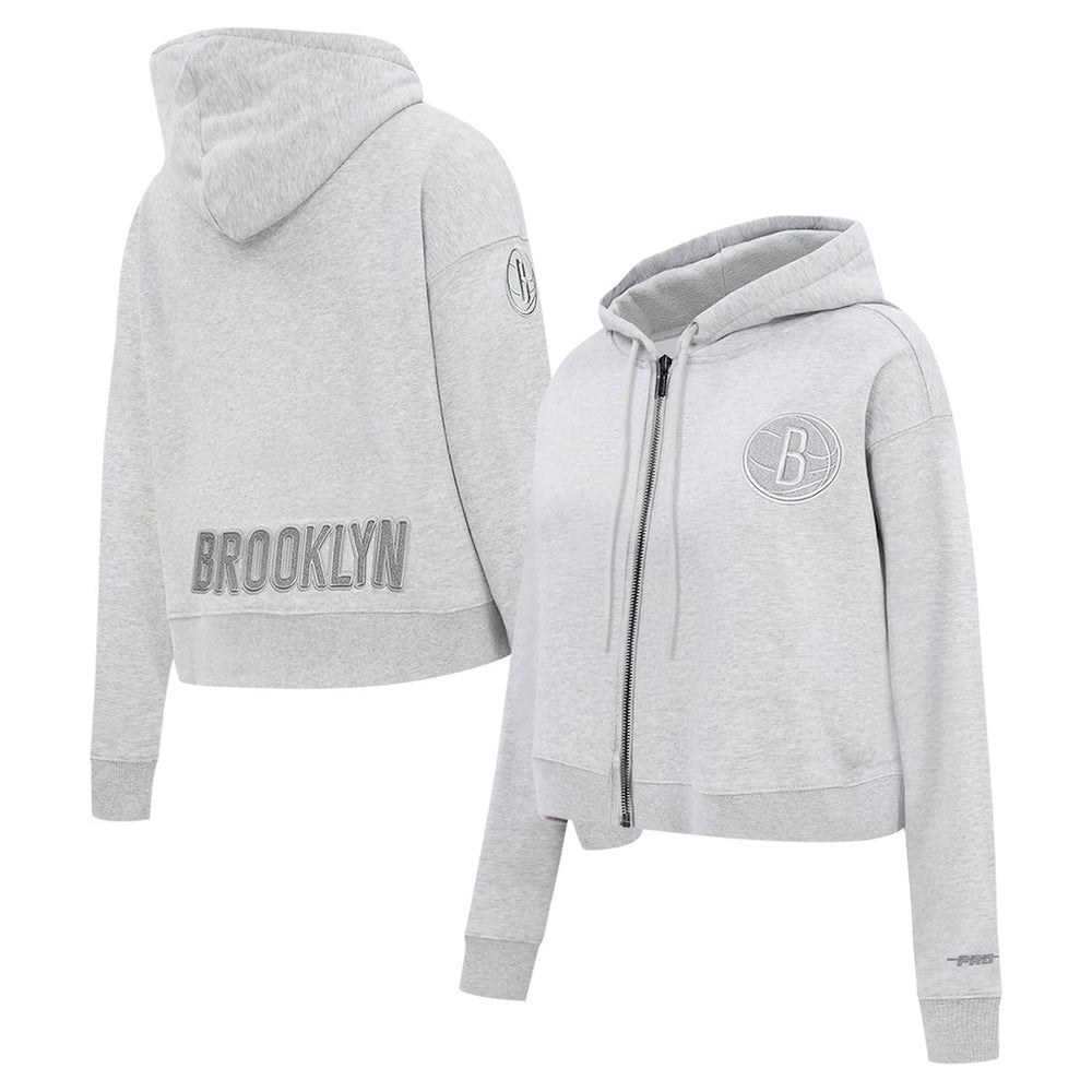 Brooklyn Nets Pro Standard Women's Triple Tonal Full-Zip Hoodie - Heather Gray for sale