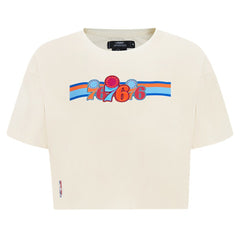 Philadelphia 76ers Pro Standard Women's Retro Striper SJ Cropped Boxy T-Shirt - Cream shop