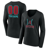 Arizona Diamondbacks Women's Personalized Name & Number Fastball Long Sleeve V-Neck T-Shirt Black