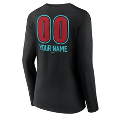 Arizona Diamondbacks Women's Personalized Name & Number Fastball Long Sleeve V-Neck T-Shirt Black