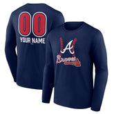 Atlanta Braves Personalized Name & Number Fastball Long Sleeve T-Shirt Navy