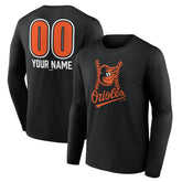 Baltimore Orioles Personalized Name & Number Fastball Long Sleeve T-Shirt Black