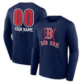 Boston Red Sox Personalized Name & Number Fastball Long Sleeve T-Shirt Navy