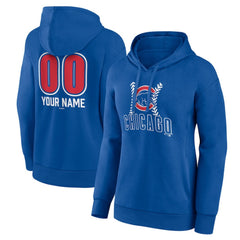 Chicago Cubs Women's Personalized Name & Number Fastball Pullover Hoodie Royal