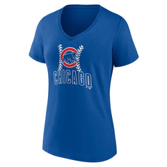 Chicago Cubs Women's Personalized Name & Number Fastball V-Neck T-Shirt Royal