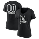 Chicago White Sox Women's Personalized Name & Number Fastball V-Neck T-Shirt Black