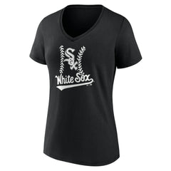 Chicago White Sox Women's Personalized Name & Number Fastball V-Neck T-Shirt Black