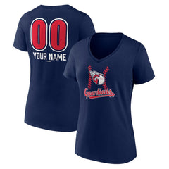 Cleveland Guardians Women's Personalized Name & Number Fastball V-Neck T-Shirt Navy