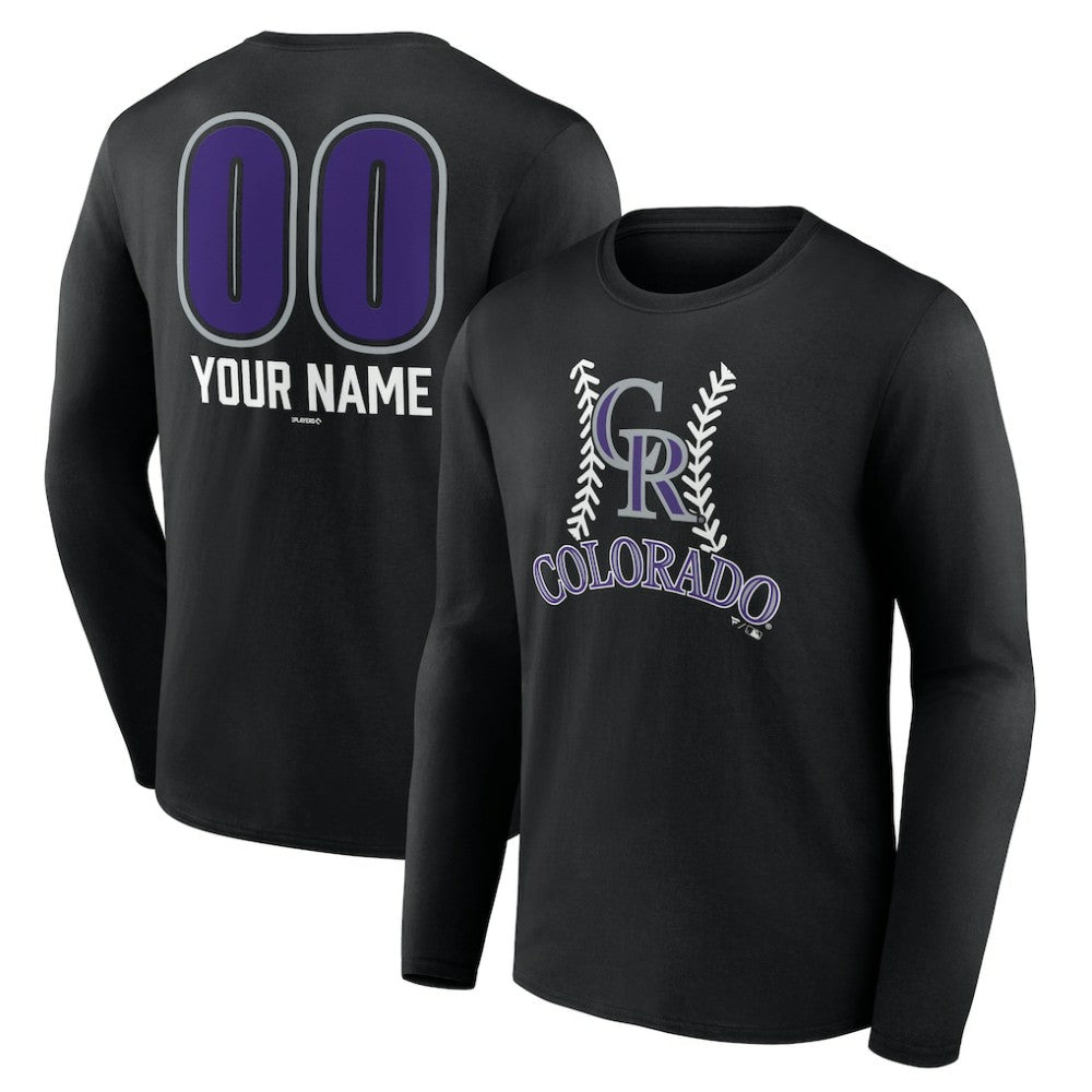 Colorado Rockies Personalized Name & Number Fastball Long Sleeve T-Shirt Black