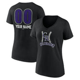 Colorado Rockies Women's Personalized Name & Number Fastball V-Neck T-Shirt Black